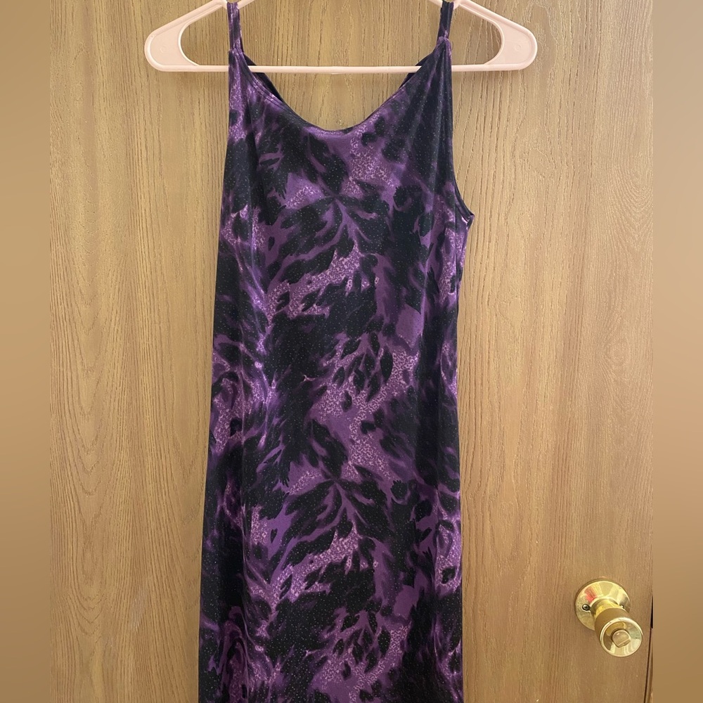 Vintage Purple and Black Sleeveless Dress